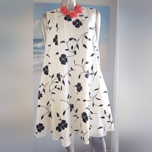 □$4,190 NEW 2020 OSCAR DE LA RENTA GORGEOUS IVORY BLK WOOL DAY DRESS US XL